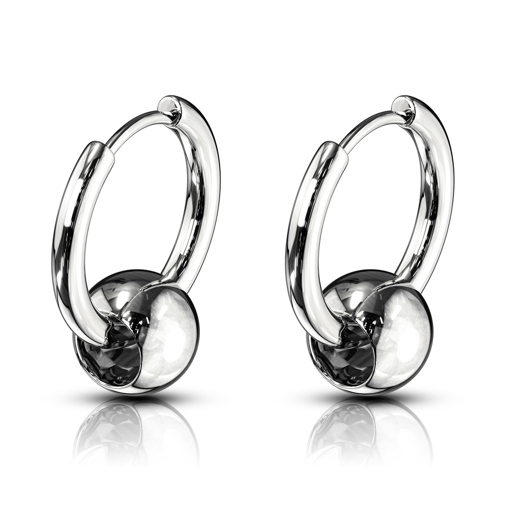 Šperky4U Ocelové náušnice - kroužky s kuličkou - OPN1114-ST
