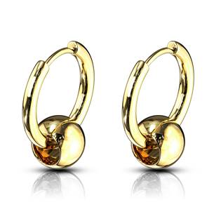 Zlaté ocelové náušnice - kroužky s kuličkou