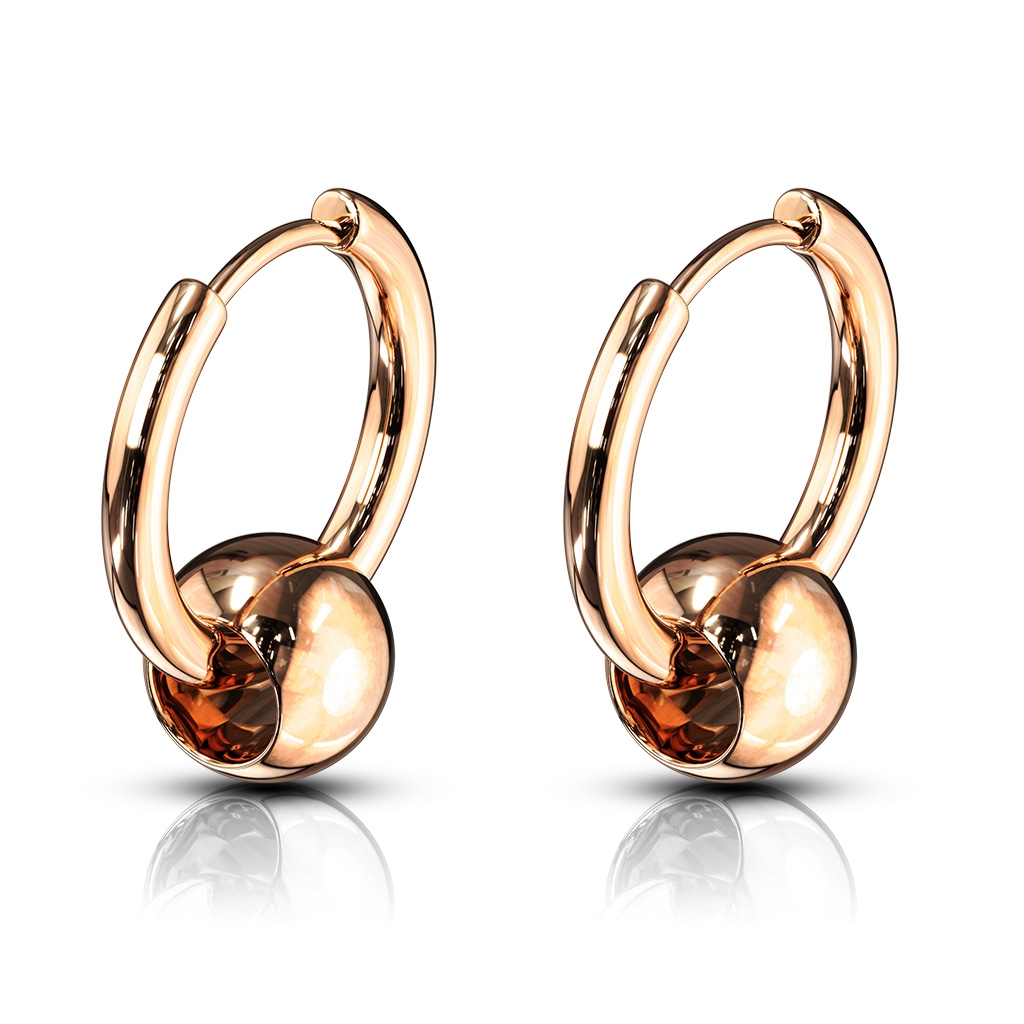 Šperky4U Zlaté ocelové náušnice - kroužky s kuličkou - OPN1114-RD