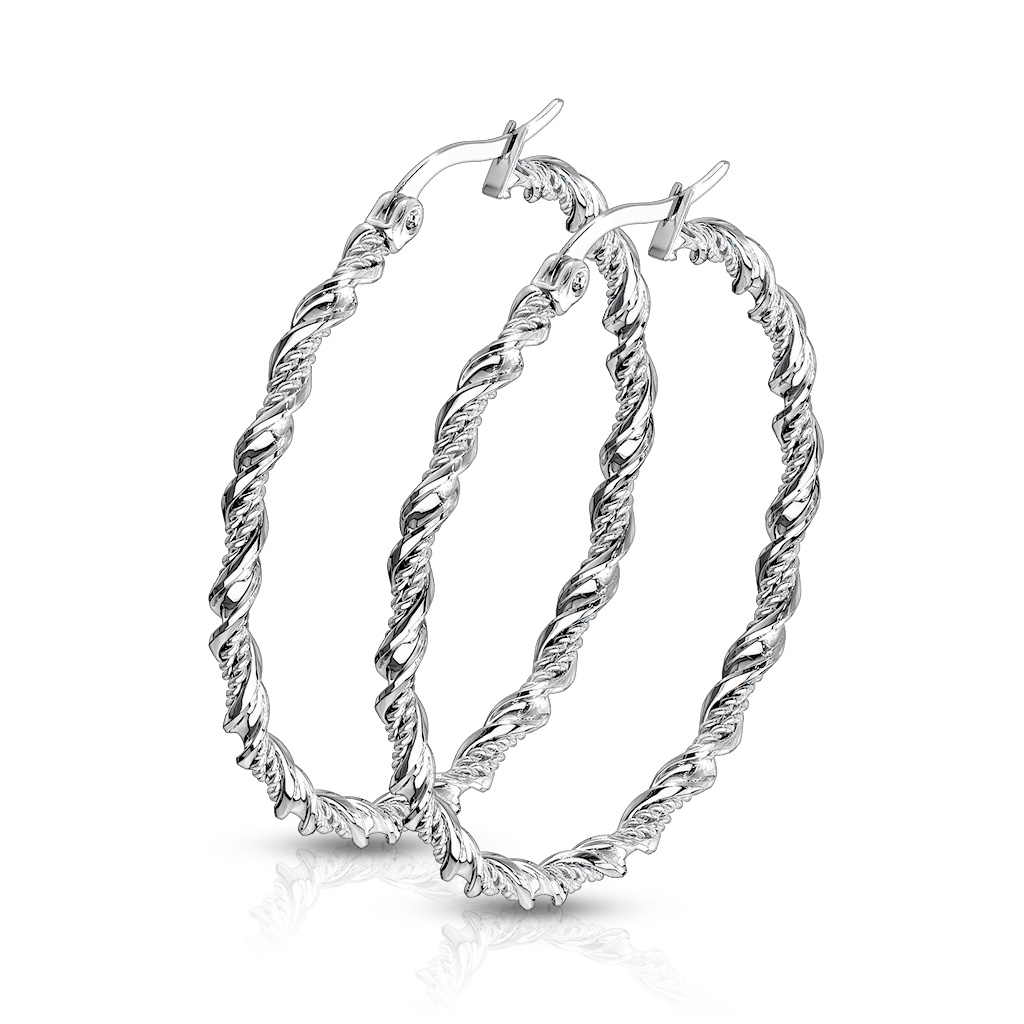 Šperky4U Kroucené ocelové náušnice kruhy - OPN1182-40