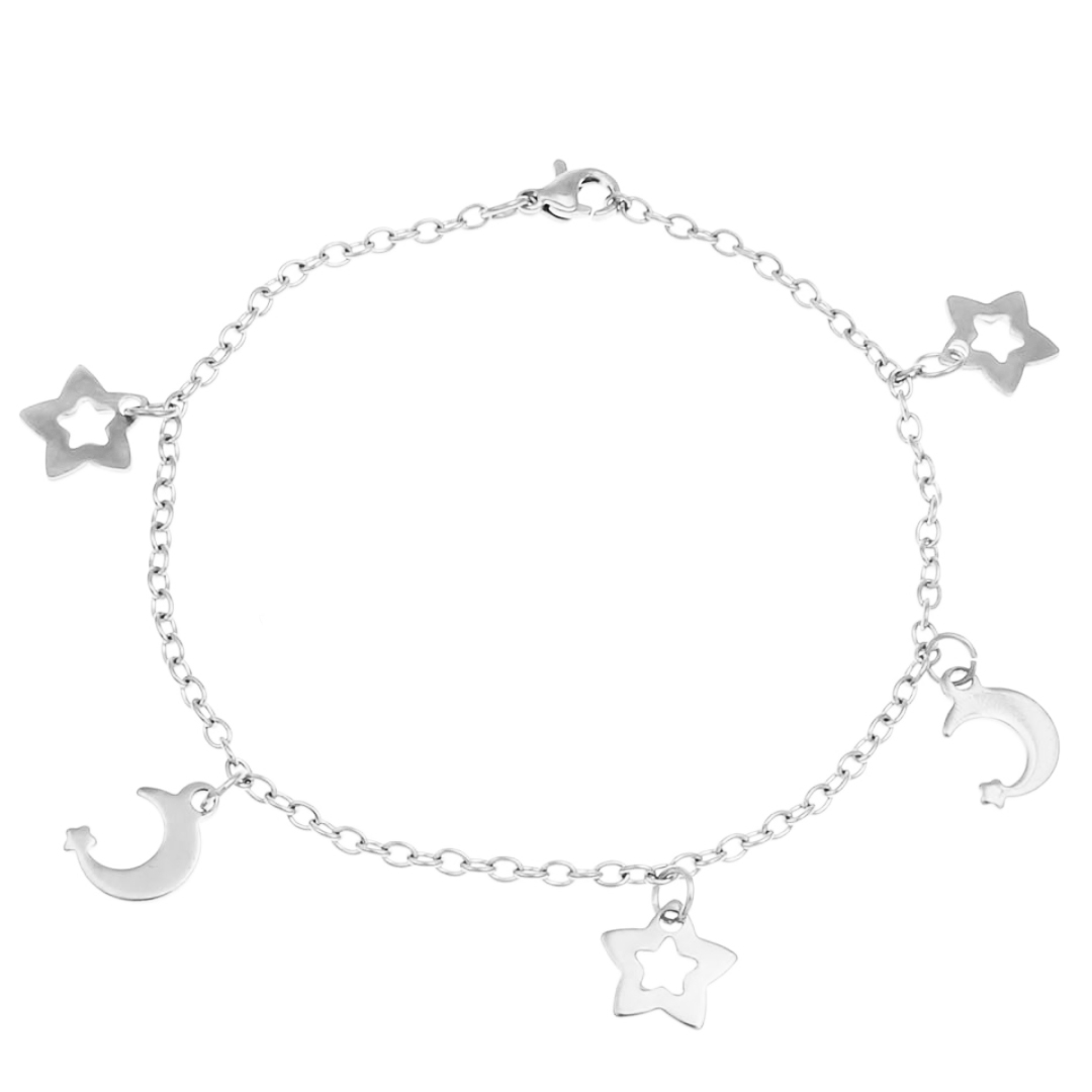 Šperky4U Ocelový náramek s hvězdami a měsíčky - OPA1506