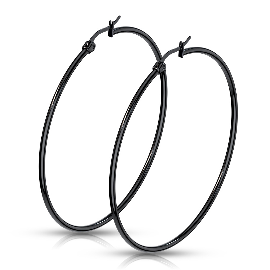 Šperky4U Černé ocelové náušnice - kruhy 60 mm - OPN1195-60