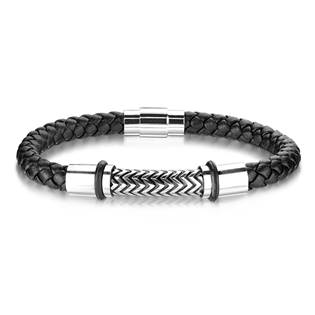 Kožený náramek s ocelovými komponenty NR1227