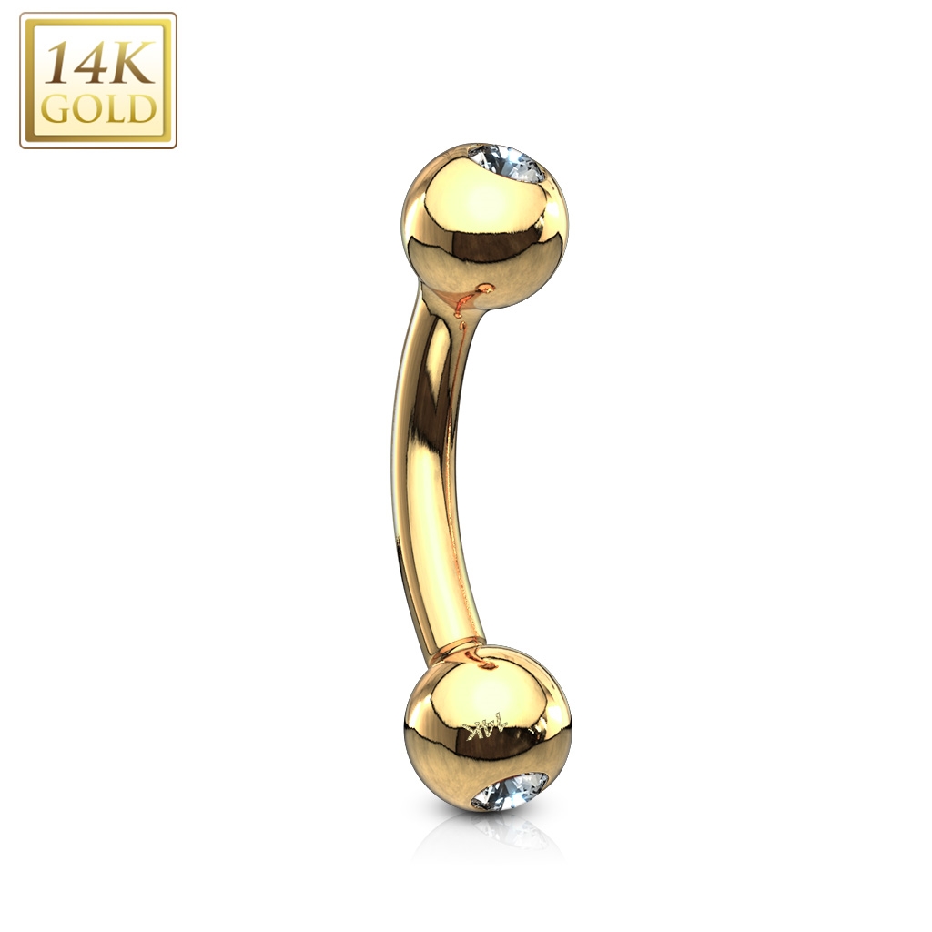 Šperky4U Zlatý piercing do obočí, Au 585/1000 - ZL01108-1208-YG