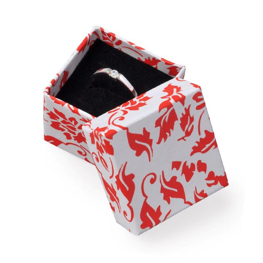 Darčeková krabička na prsteň, červená potlač