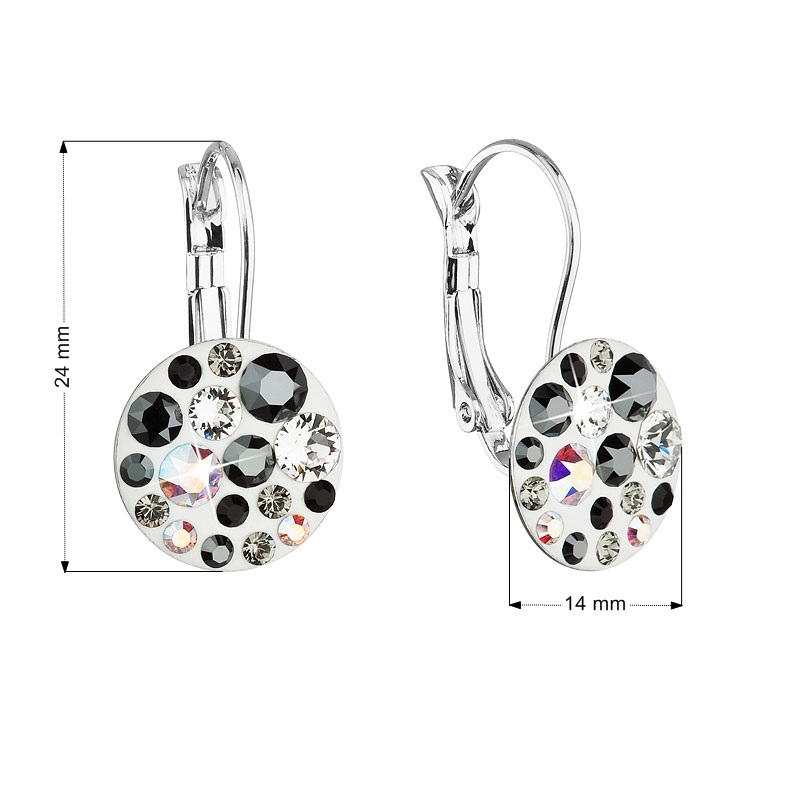 Náušnice bižutéria so Swarovski kryštálmi, Jet hematitu