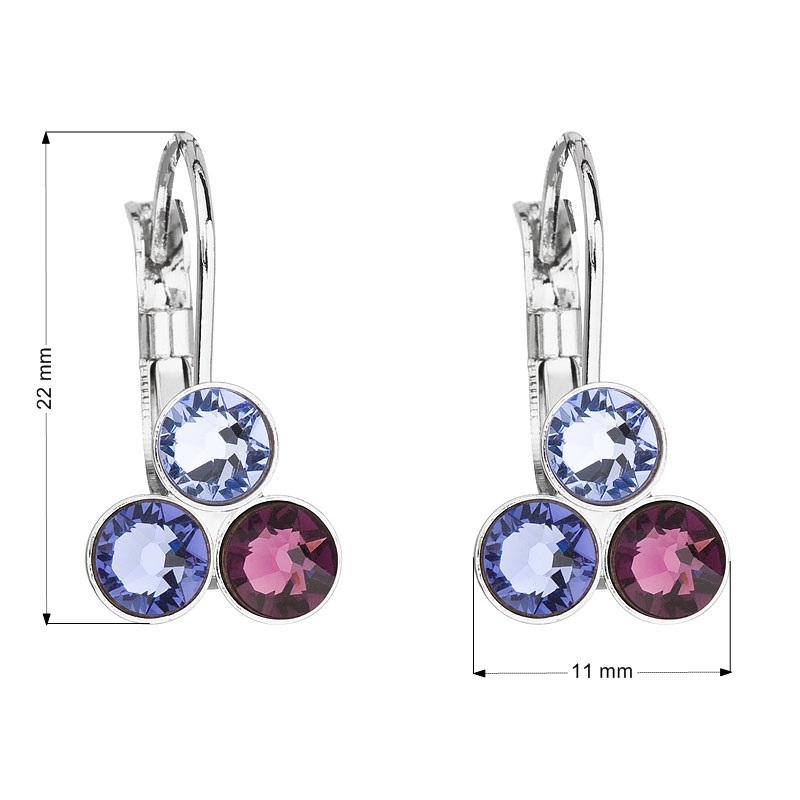 Náušnice bižutéria so Swarovski kryštálmi fialové okrúhle 51047.3