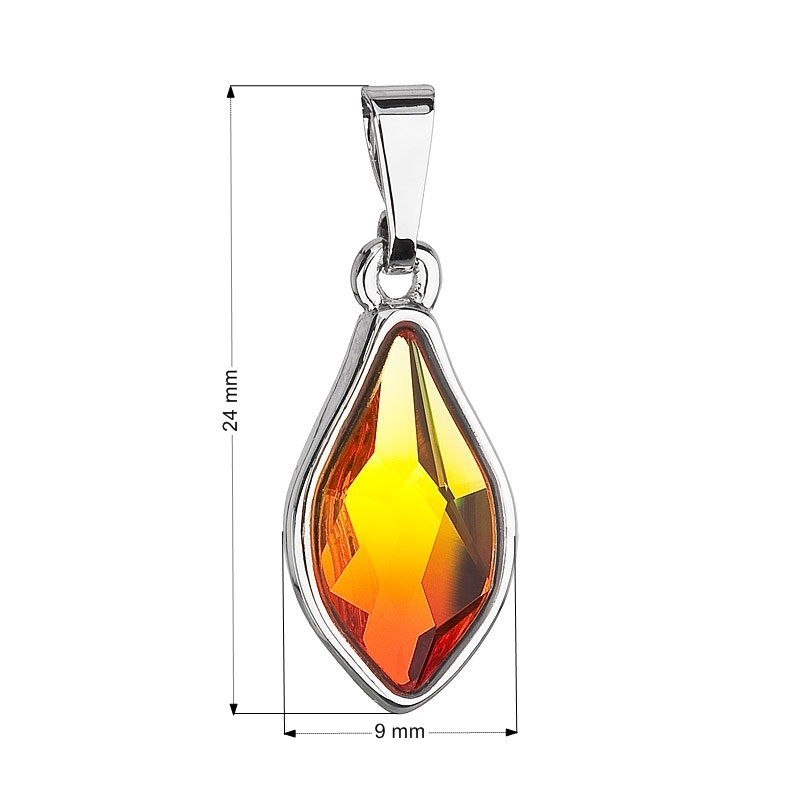 Prívesok bižutéria so Swarovski kryštálmi oranžová kvapka, Fire Opal