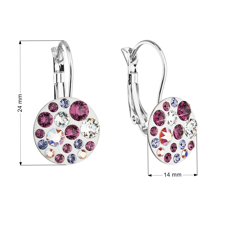 Náušnice bižutéria so Swarovski kryštálmi, Amethyst