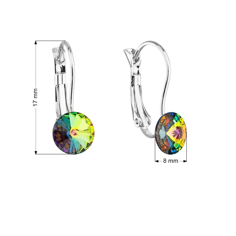 Náušnice bižutéria so Swarovski kryštálmi zelené okrúhle 51031.5