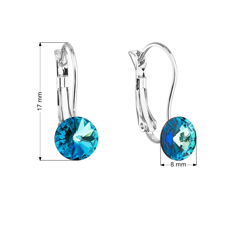 Náušnice bižutéria so Swarovski kryštálmi modré okrúhle 51031.5