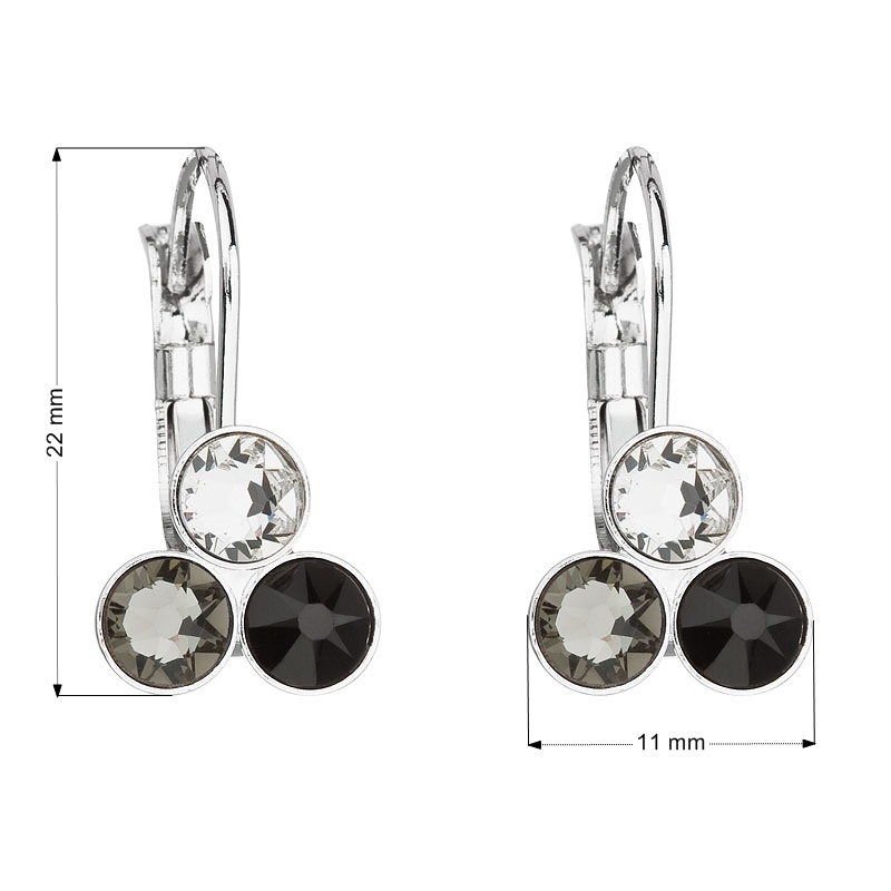 Náušnice bižutéria so Swarovski kryštálmi čiernej okrúhle 51047.3