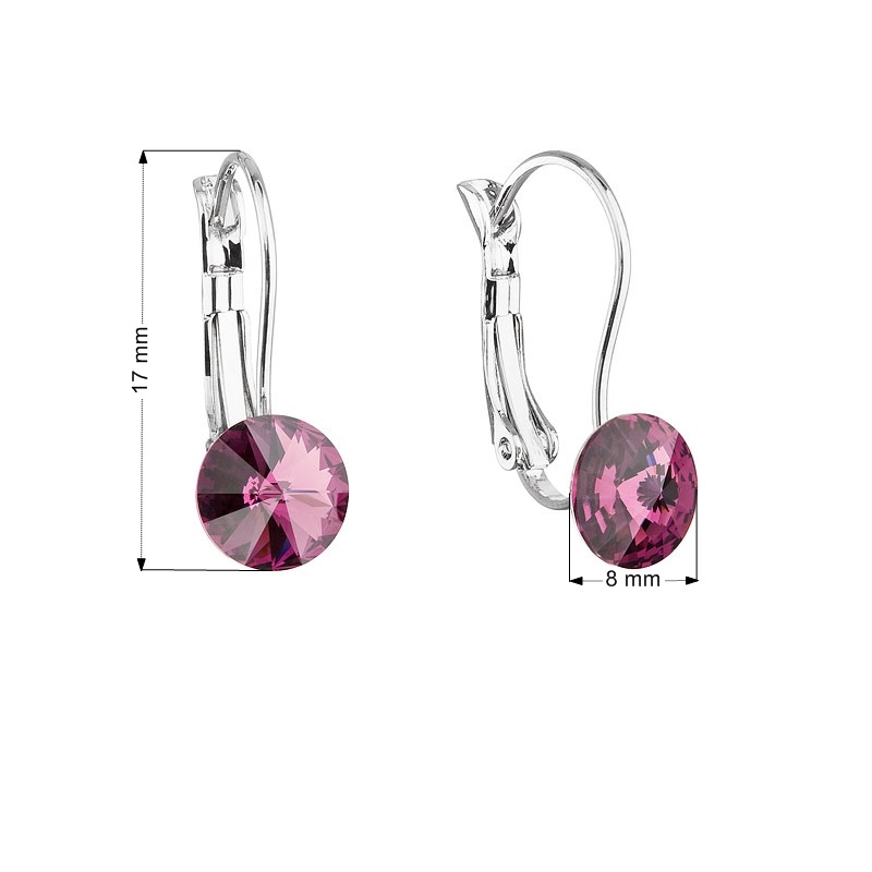 Náušnice bižutéria so Swarovski kryštálmi fialovej okrúhle 51031.3 amethyst