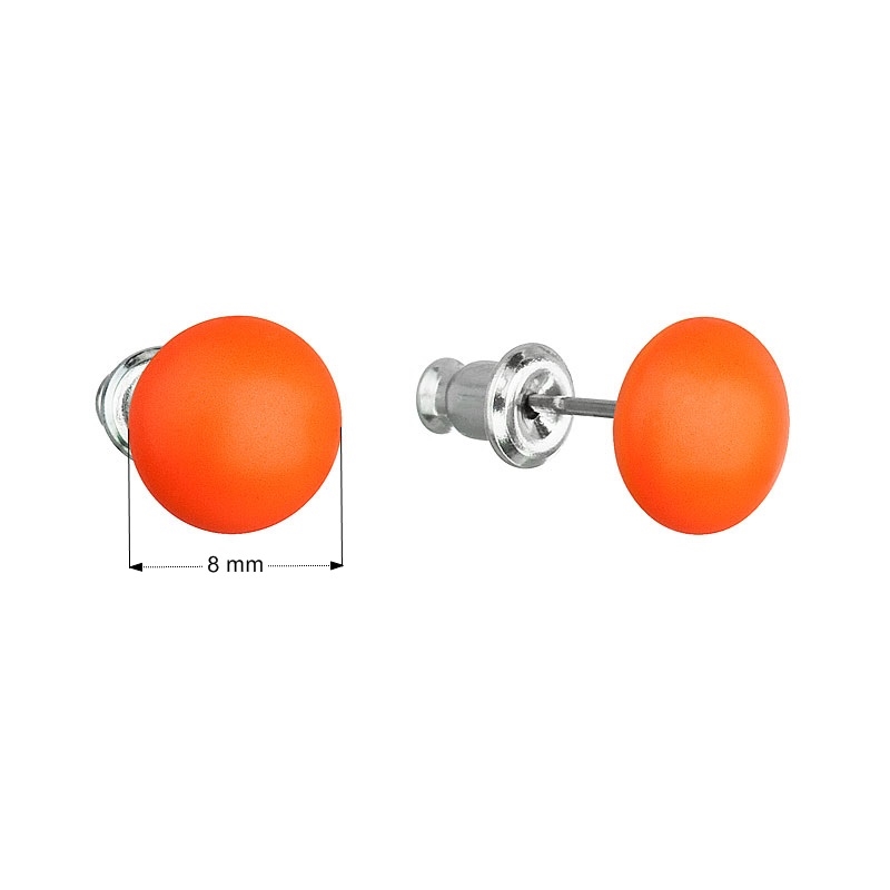 Náušnice bižutéria so Swarovski kryštálmi oranžovej okrúhle, Neon Orange