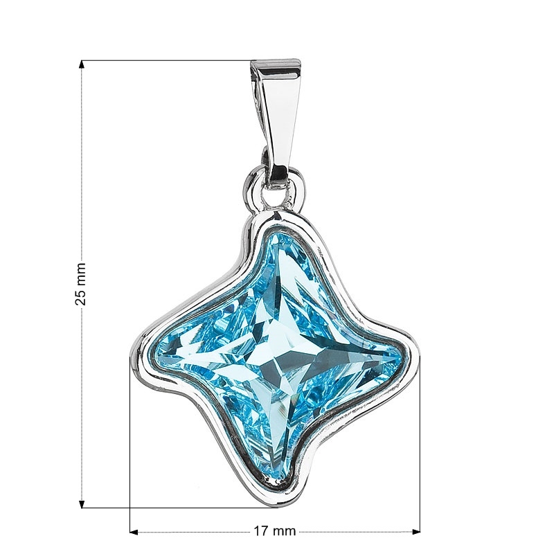 Prívesok bižutéria so Swarovski kryštálmi hviezdička, Aqua