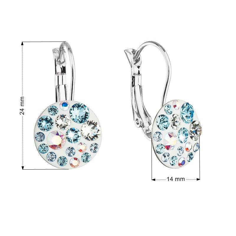 Náušnice bižutéria so Swarovski kryštálmi, Aquamarine