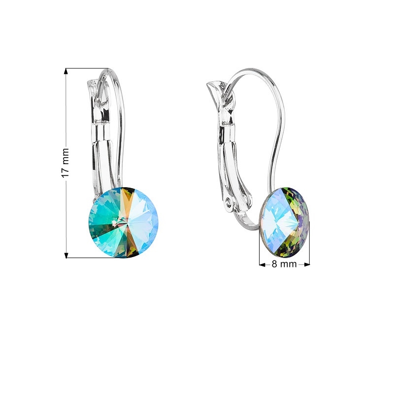 Náušnice bižutéria so Swarovski kryštálmi zelenej fialovej okrúhle 51031.5