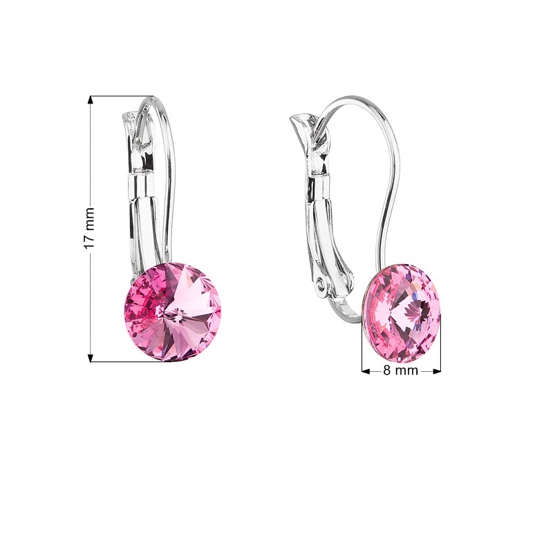 Náušnice bižutéria so Swarovski kryštálmi ružové okrúhle 51031.3 rose