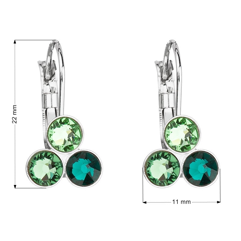 Náušnice bižutéria so Swarovski kryštálmi zelené okrúhle 51047.3