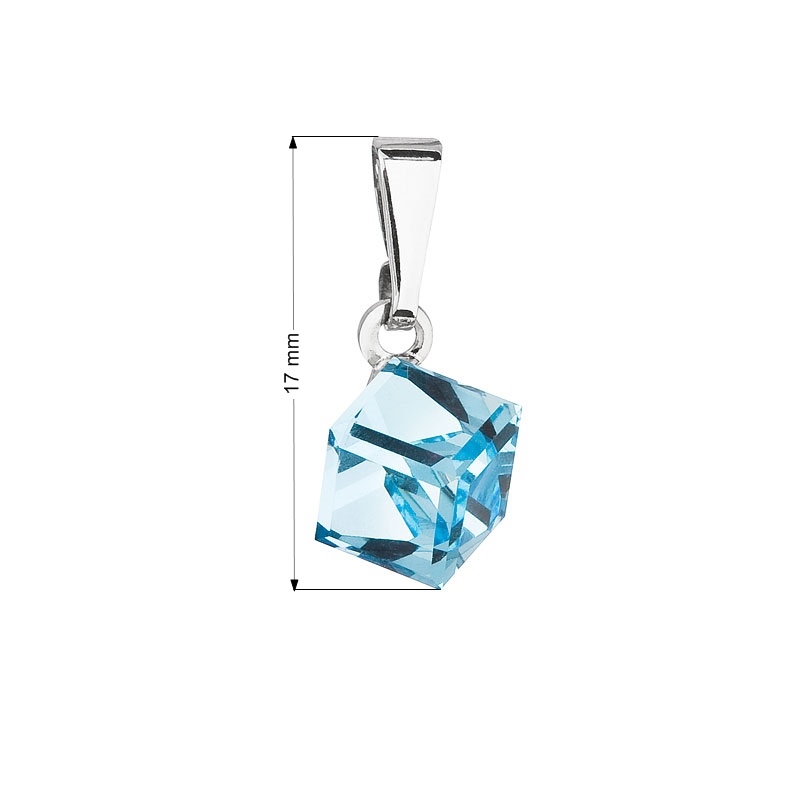 Prívesok bižutéria so Swarovski kryštálmi modrá kostička, Aquamarine