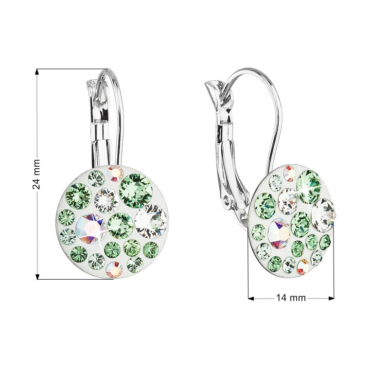 Náušnice bižutéria so Swarovski kryštálmi, Peridot