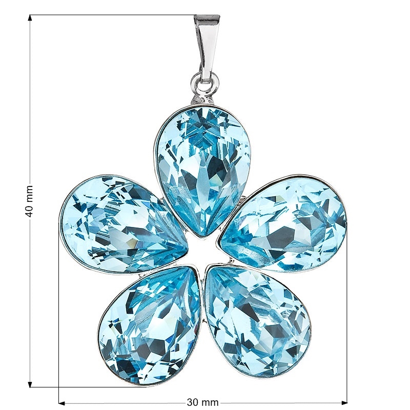 Prívesok bižutéria so Swarovski kryštálmi kytička, Aqua