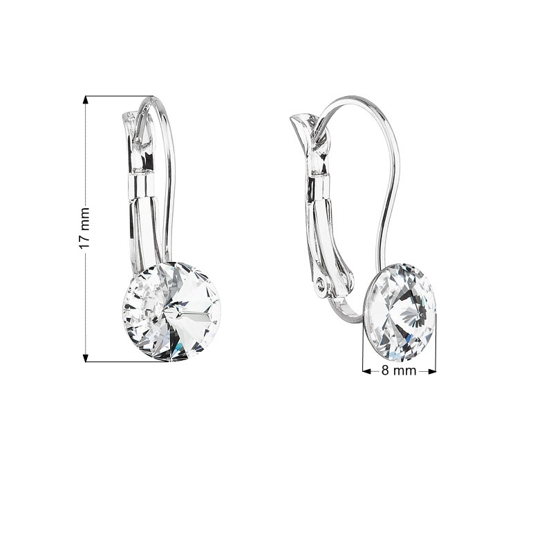Náušnice bižutéria sa Swarovski kryštály biele okrúhle 51031.1