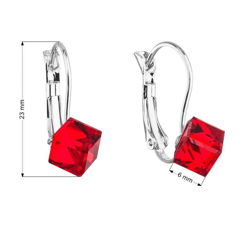 Náušnice bižutéria so Swarovski kryštálmi červené kostička 51025.3