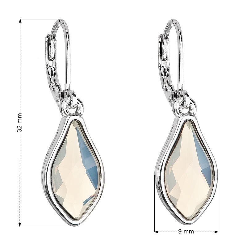 Náušnice bižutéria so Swarovski kryštálmi biela kvapka 51056.3