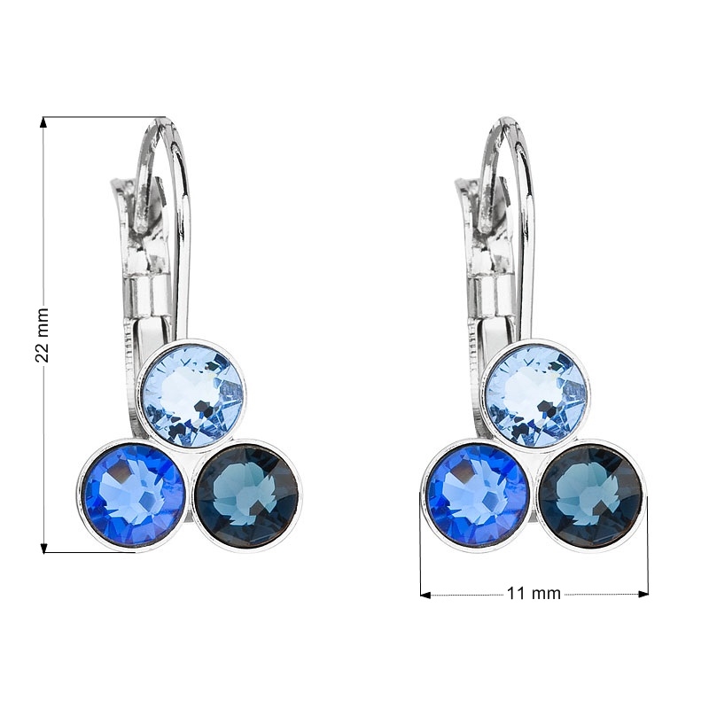 Náušnice bižutéria so Swarovski kryštálmi modré okrúhle 51047.3
