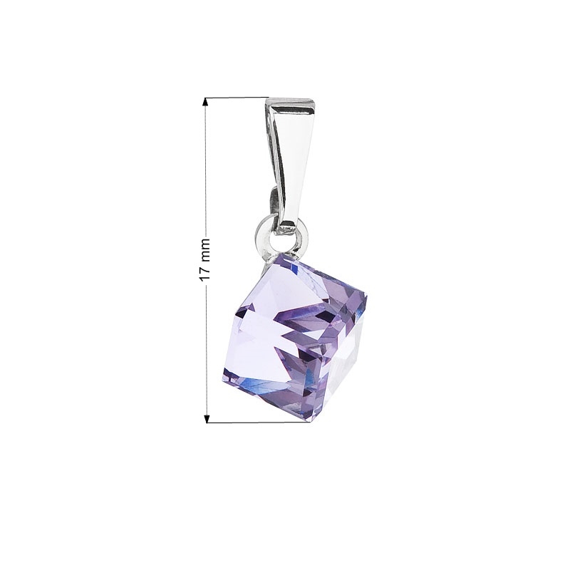 Prívesok bižutéria so Swarovski kryštálmi fialová kostička, Violet