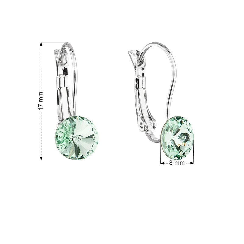 Náušnice bižutéria so Swarovski kryštálmi zelené okrúhle 51031.3