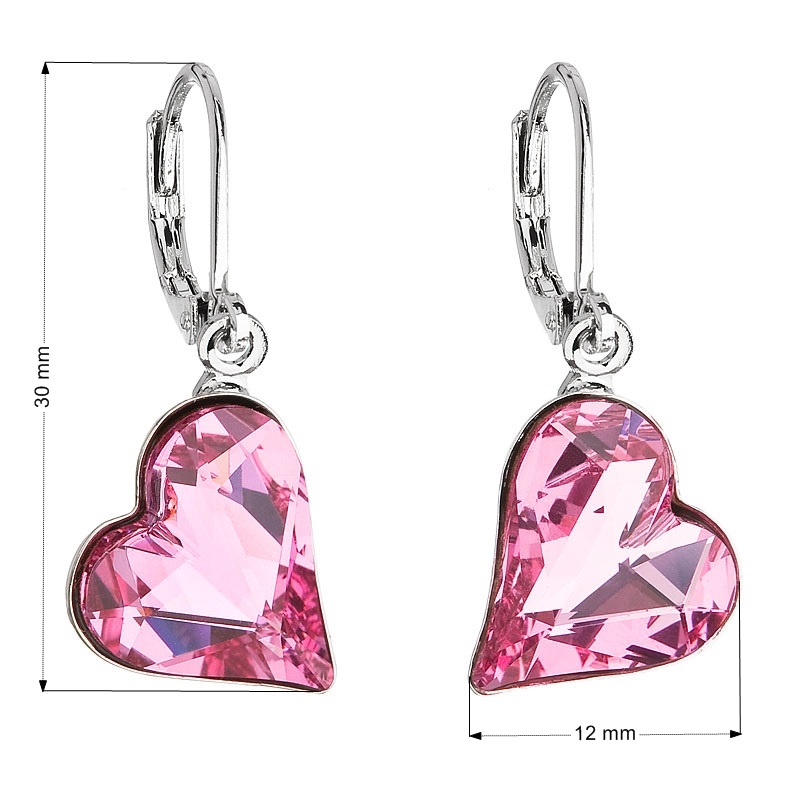 Náušnice bižutéria so Swarovski kryštálmi ružová srdce 51054.3