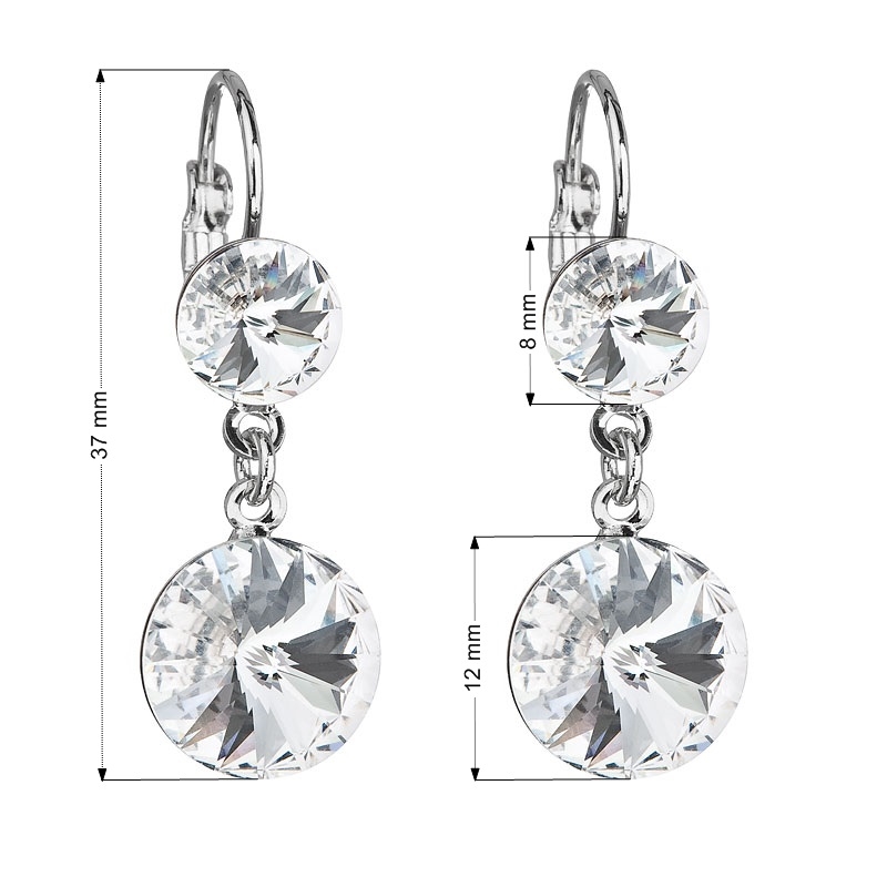 Náušnice bižutéria sa Swarovski kryštály biele okrúhle 51044.1
