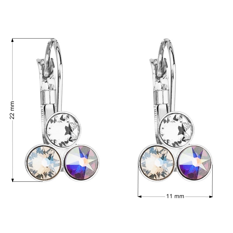 Náušnice bižutéria sa Swarovski kryštály biele okrúhle 51047.1