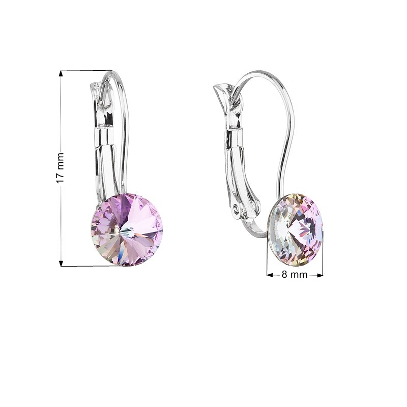 Náušnice bižutéria so Swarovski kryštálmi fialové okrúhle 51031.5