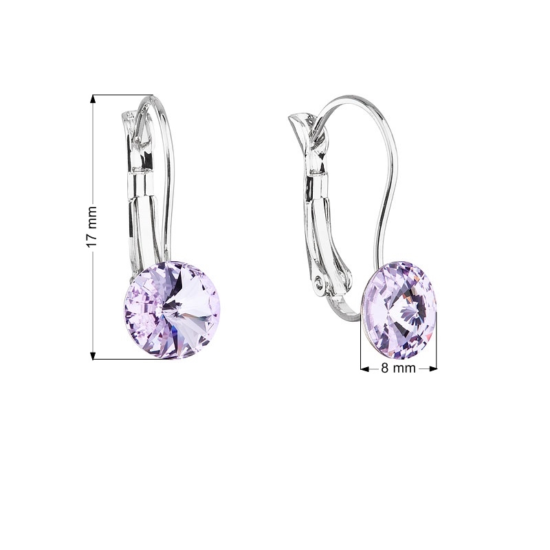 Náušnice bižutéria so Swarovski kryštálmi fialovej okrúhle 51031.3 violet