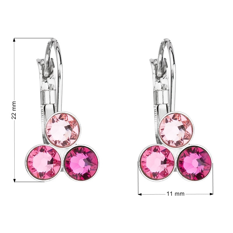 Náušnice bižutéria so Swarovski kryštálmi ružové okrúhle 51047.3