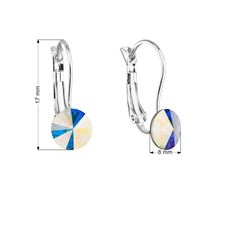 Náušnice bižutéria so Swarovski kryštálmi AB efekt okrúhle 51031.2