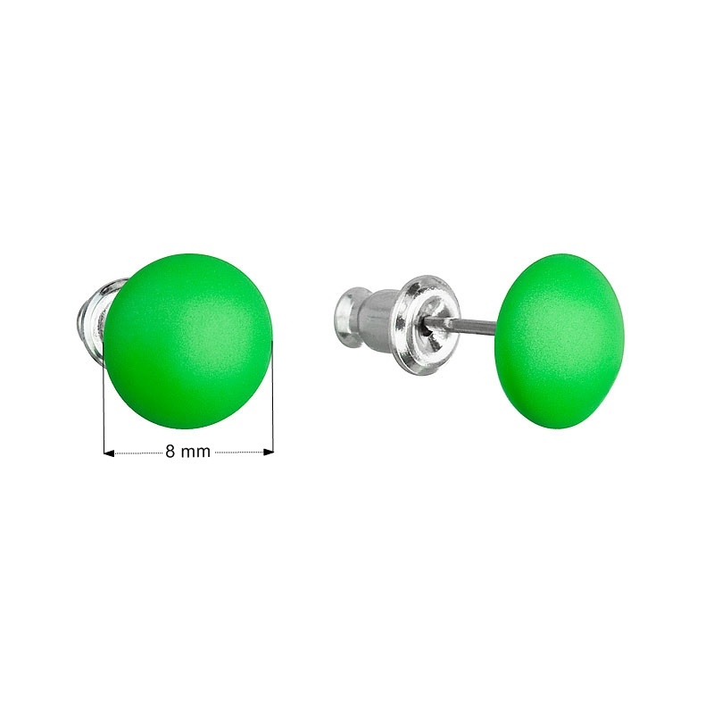 Náušnice bižutéria so Swarovski kryštálmi zelené okrúhle, Neon Green
