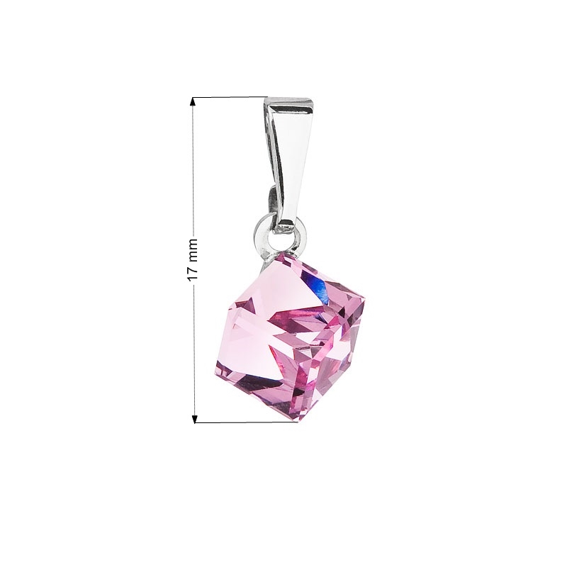 Prívesok bižutéria so Swarovski kryštálmi ružová kostička, Light Rose