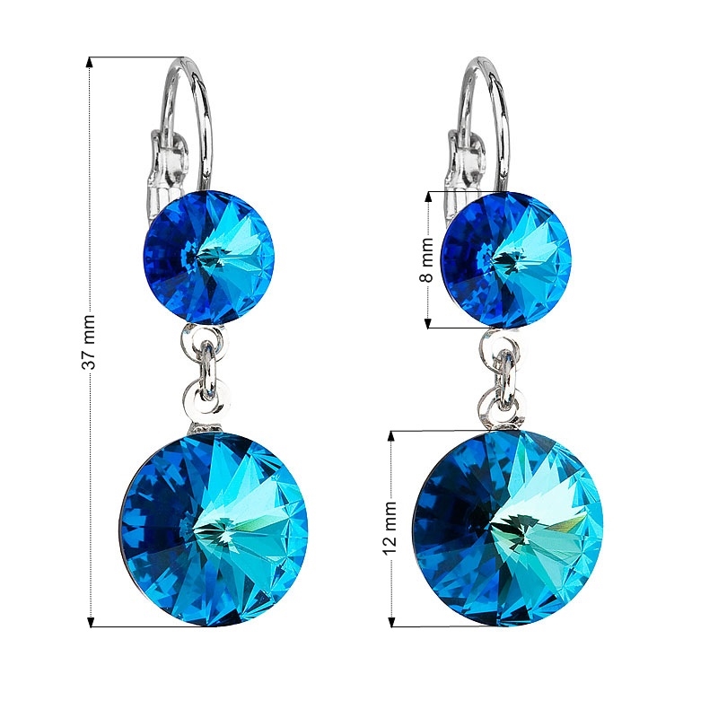 Náušnice bižutéria so Swarovski kryštálmi modré okrúhle 51044.5
