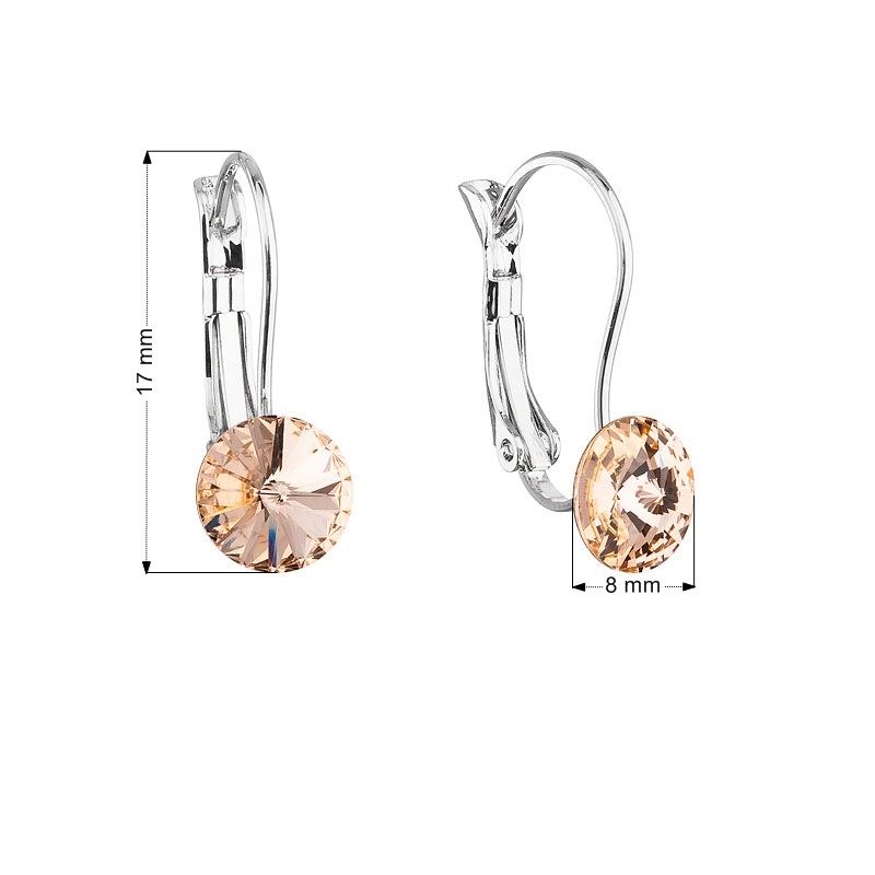 Náušnice bižutéria so Swarovski kryštálmi oranžovej okrúhle 51031.3
