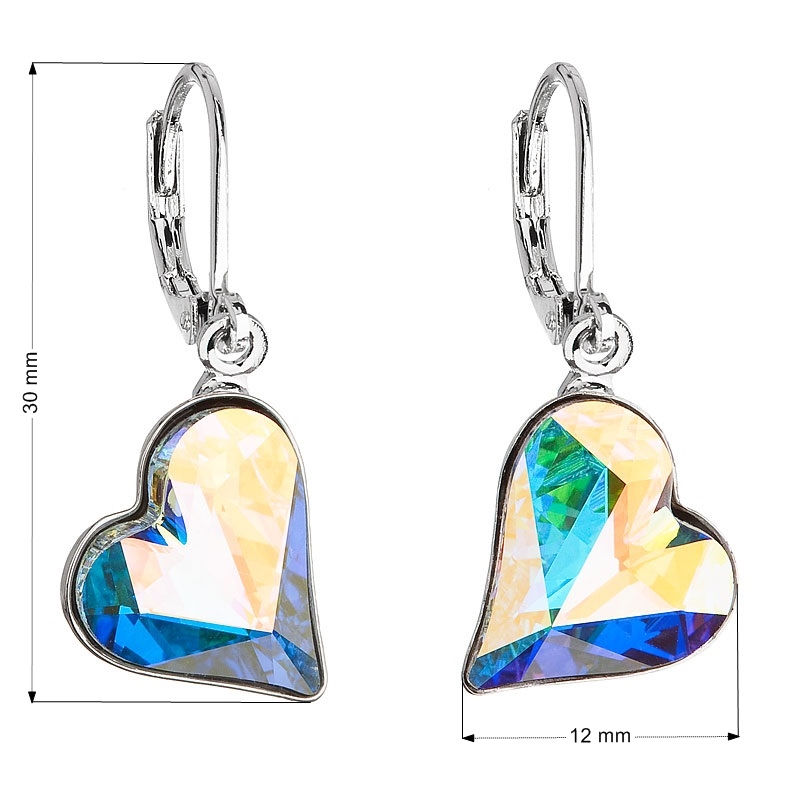 Náušnice bižutéria so Swarovski kryštálmi AB efekt srdca 51054.2