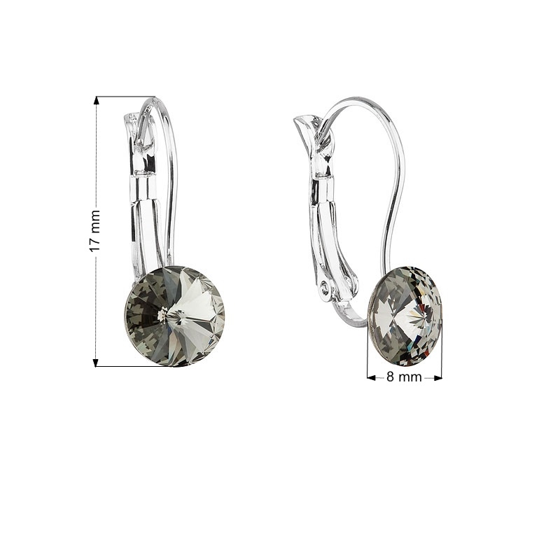 Náušnice bižutéria so Swarovski kryštálmi sivé okrúhle 51031.3