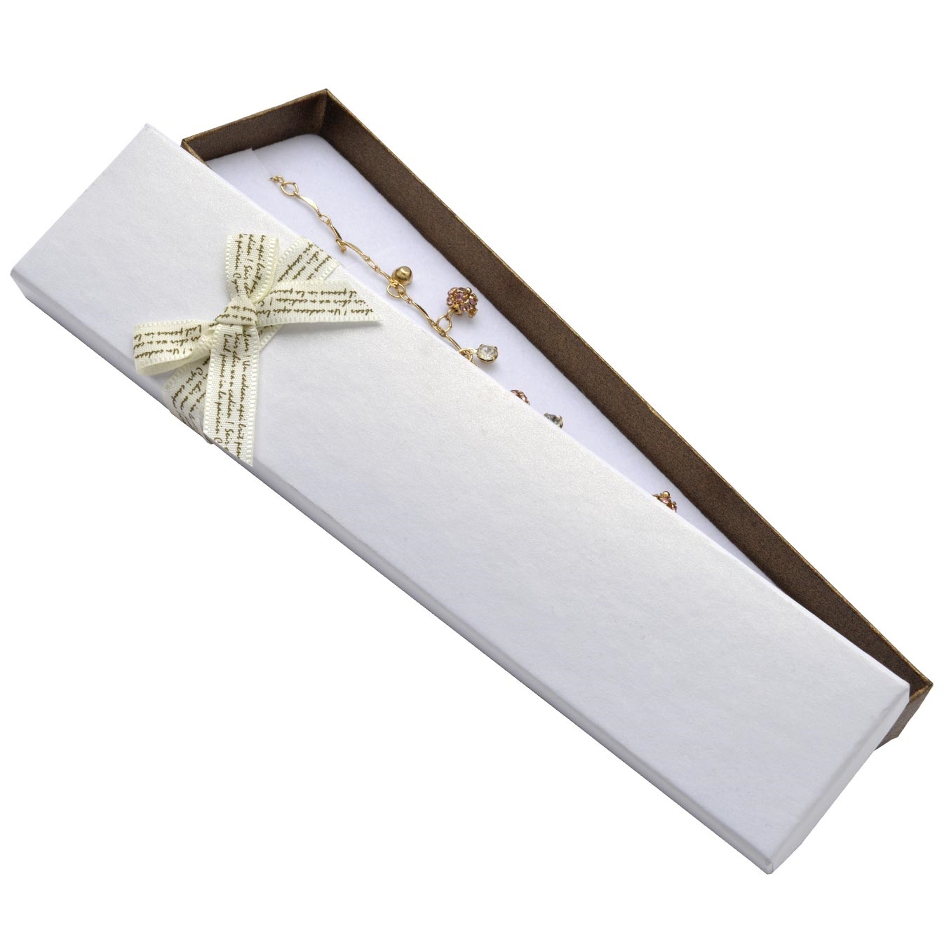 Darčeková krabička na náramok s béžovou mašľou