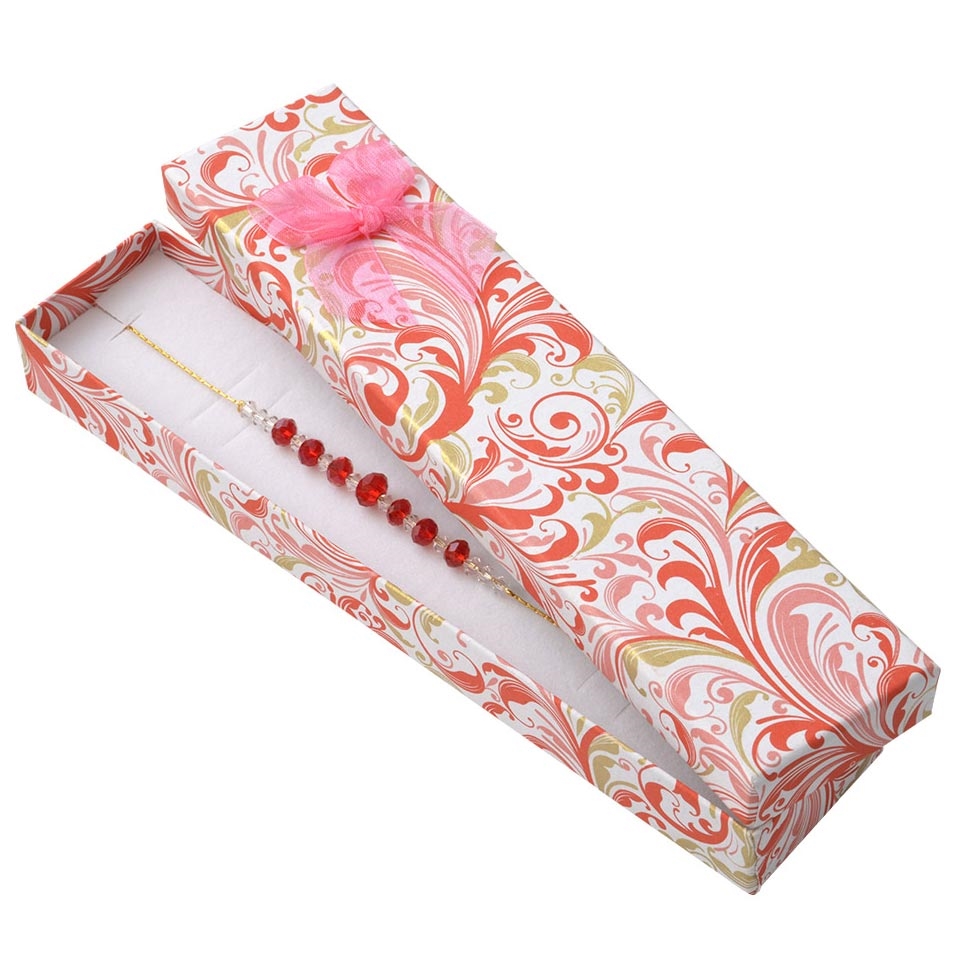 Darčeková krabička na náramok s ružovou mašľou