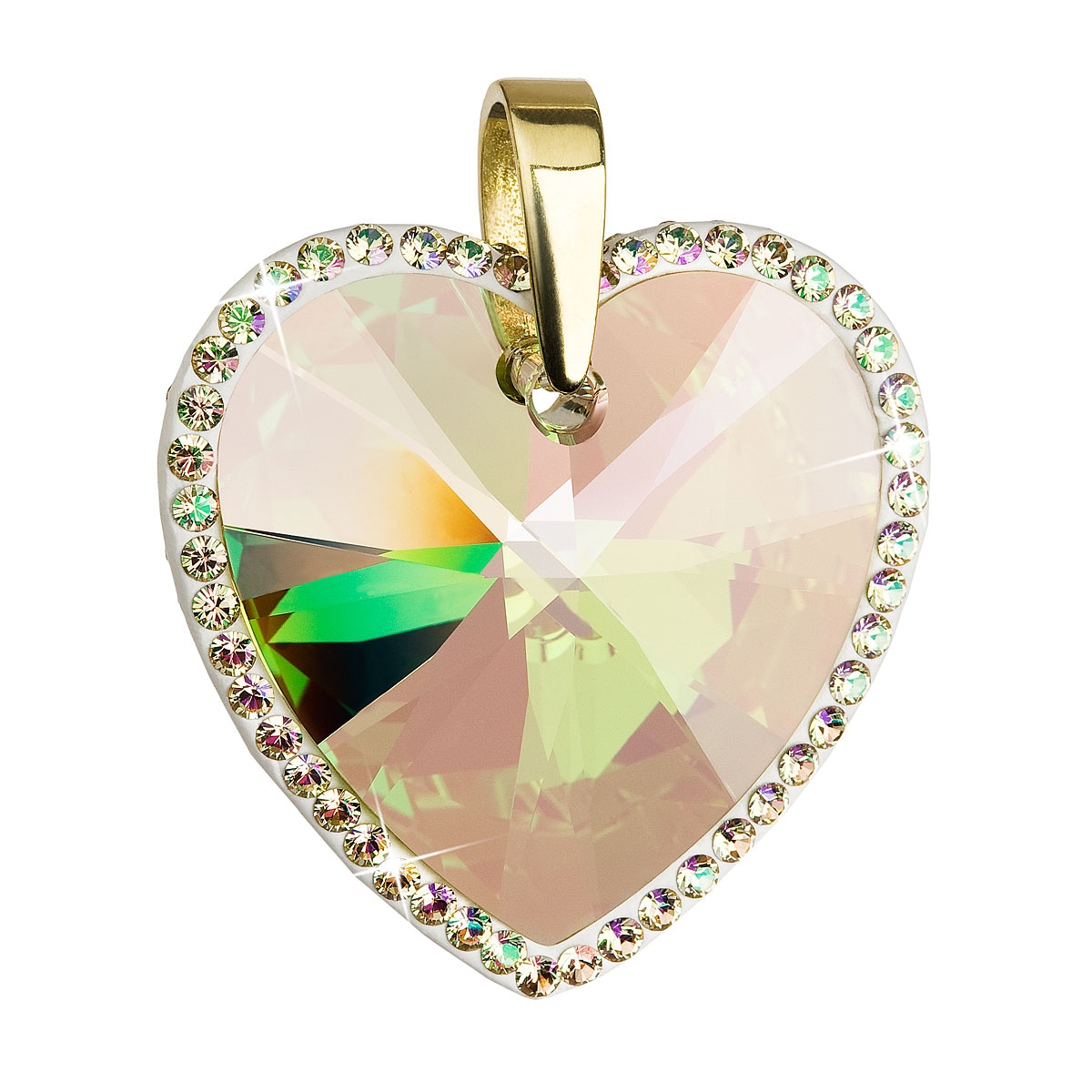 Strieborný prívesok srdce Crystals from Swarovski ® Luminous Green
