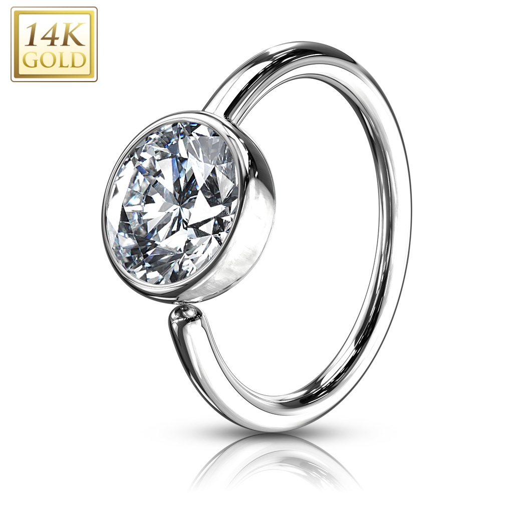 Šperky4U Zlatý piercing kruh, 0,8 x 8 mm, Au 585/1000 - ZL01060-WG