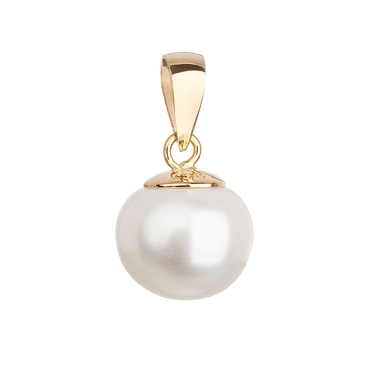 Zlatý 14tich karátové prívesok s bielou riečnou perlou